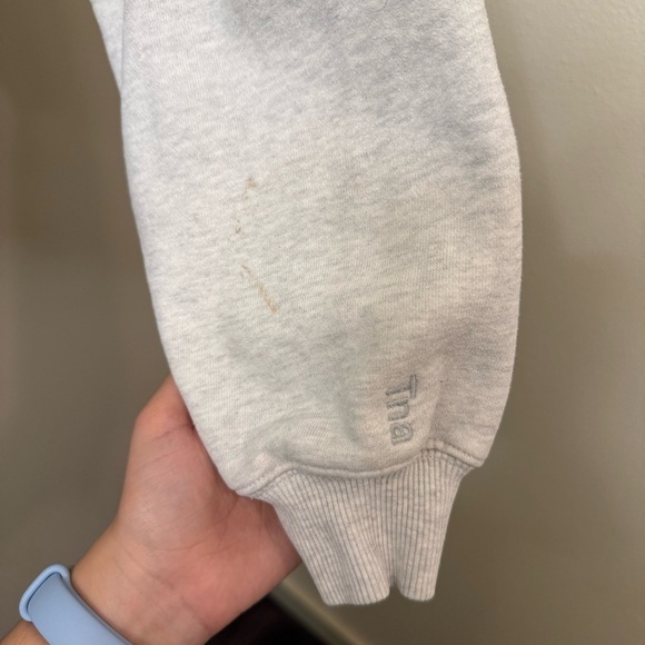 Aritzia Tna Cozy Fleece Boyfriend Boxy Zip up Hoodie Heather Cloud White size XS - Picture 11 of 11